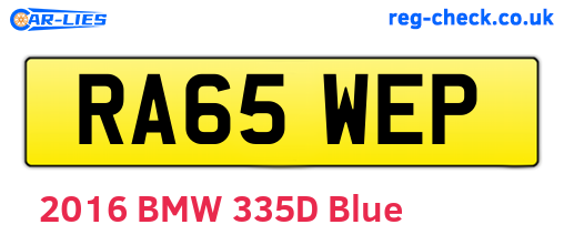 RA65WEP are the vehicle registration plates.