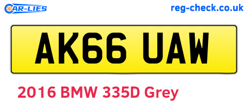 AK66UAW are the vehicle registration plates.