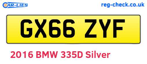 GX66ZYF are the vehicle registration plates.