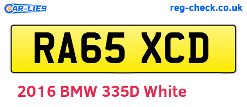 RA65XCD are the vehicle registration plates.