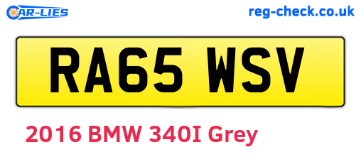 RA65WSV are the vehicle registration plates.