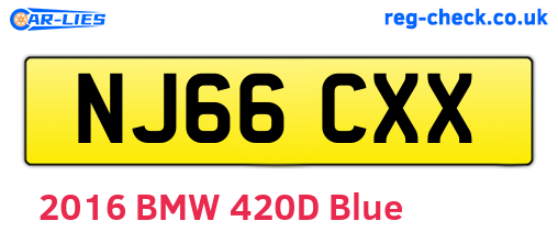 NJ66CXX are the vehicle registration plates.