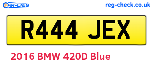R444JEX are the vehicle registration plates.