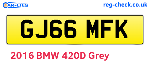 GJ66MFK are the vehicle registration plates.