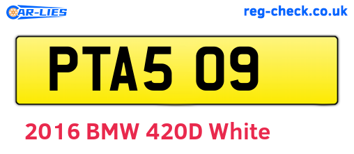 PTA509 are the vehicle registration plates.