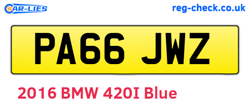 PA66JWZ are the vehicle registration plates.