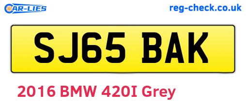 SJ65BAK are the vehicle registration plates.