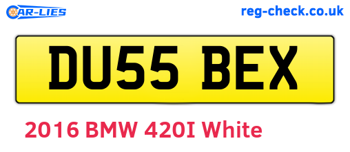 DU55BEX are the vehicle registration plates.