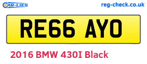 RE66AYO are the vehicle registration plates.
