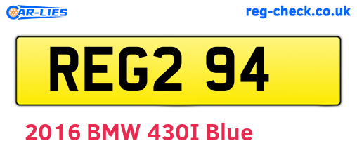 REG294 are the vehicle registration plates.