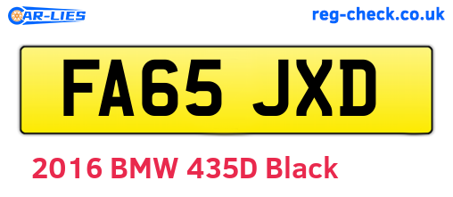 FA65JXD are the vehicle registration plates.