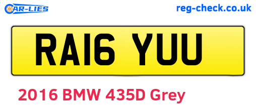 RA16YUU are the vehicle registration plates.