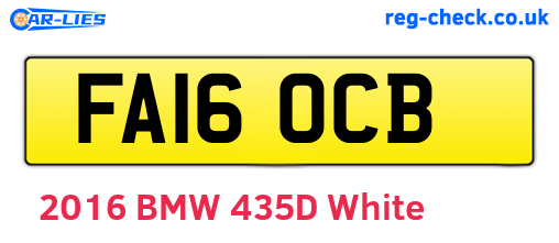 FA16OCB are the vehicle registration plates.