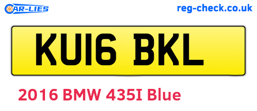 KU16BKL are the vehicle registration plates.
