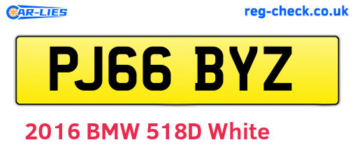 PJ66BYZ are the vehicle registration plates.