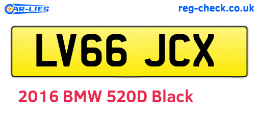 LV66JCX are the vehicle registration plates.