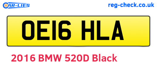 OE16HLA are the vehicle registration plates.