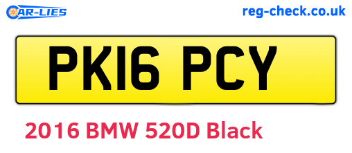 PK16PCY are the vehicle registration plates.