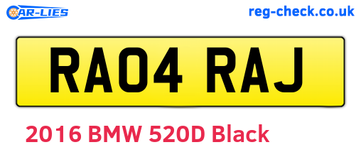 RA04RAJ are the vehicle registration plates.