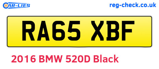 RA65XBF are the vehicle registration plates.