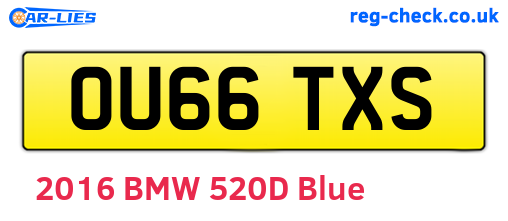 OU66TXS are the vehicle registration plates.