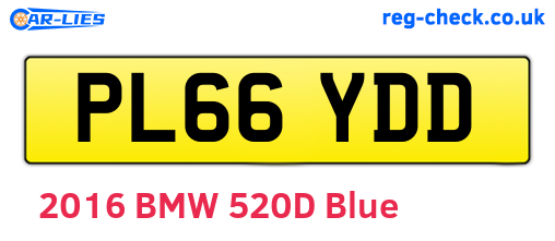 PL66YDD are the vehicle registration plates.