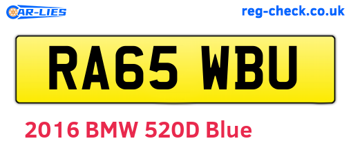 RA65WBU are the vehicle registration plates.