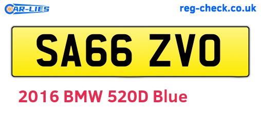 SA66ZVO are the vehicle registration plates.