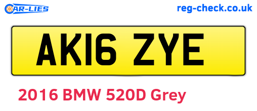 AK16ZYE are the vehicle registration plates.
