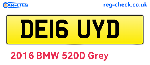 DE16UYD are the vehicle registration plates.