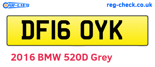 DF16OYK are the vehicle registration plates.
