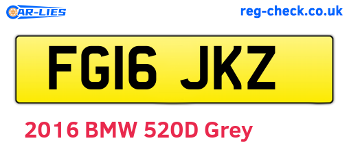 FG16JKZ are the vehicle registration plates.