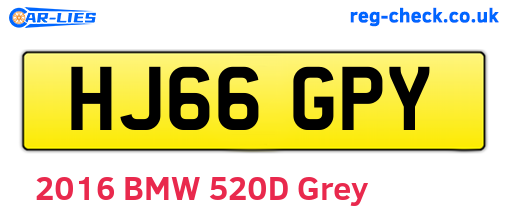 HJ66GPY are the vehicle registration plates.