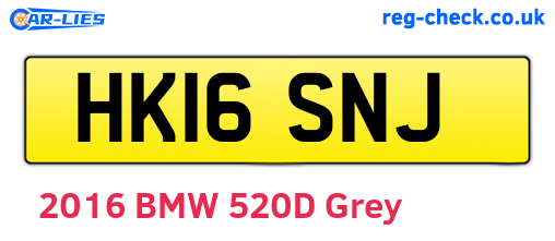 HK16SNJ are the vehicle registration plates.