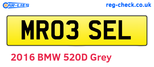 MR03SEL are the vehicle registration plates.