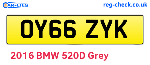 OY66ZYK are the vehicle registration plates.