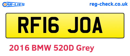 RF16JOA are the vehicle registration plates.