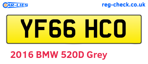 YF66HCO are the vehicle registration plates.