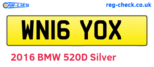 WN16YOX are the vehicle registration plates.