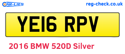 YE16RPV are the vehicle registration plates.