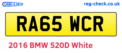 RA65WCR are the vehicle registration plates.