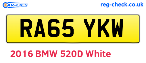RA65YKW are the vehicle registration plates.