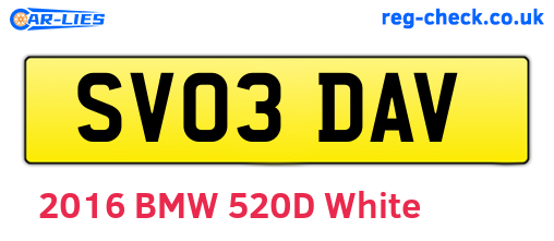 SV03DAV are the vehicle registration plates.