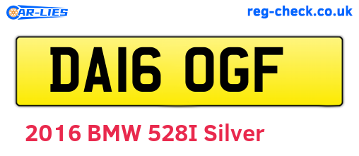 DA16OGF are the vehicle registration plates.