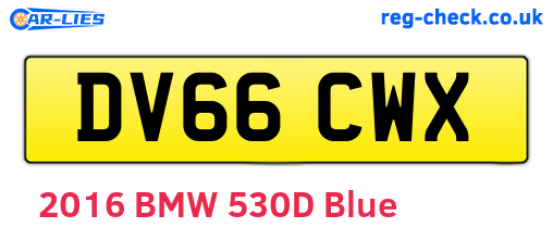 DV66CWX are the vehicle registration plates.