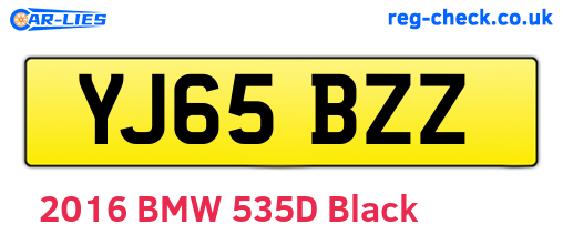 YJ65BZZ are the vehicle registration plates.