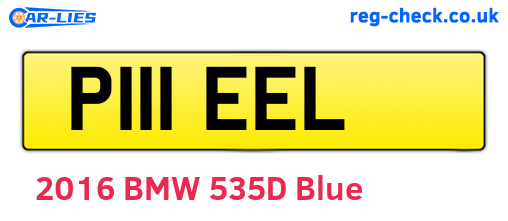 P111EEL are the vehicle registration plates.