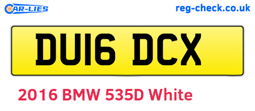 DU16DCX are the vehicle registration plates.