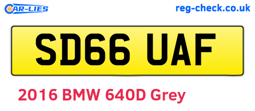 SD66UAF are the vehicle registration plates.