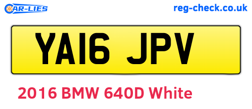 YA16JPV are the vehicle registration plates.